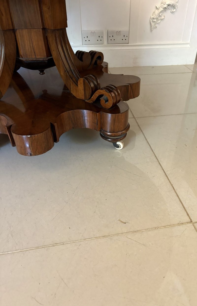 Outstanding Quality Antique Victorian Rosewood Circular Centre/Dining Table - Image 5